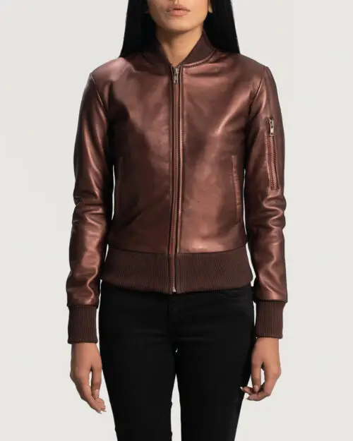 Aero Storm Maroon Leather Bomber Jacket